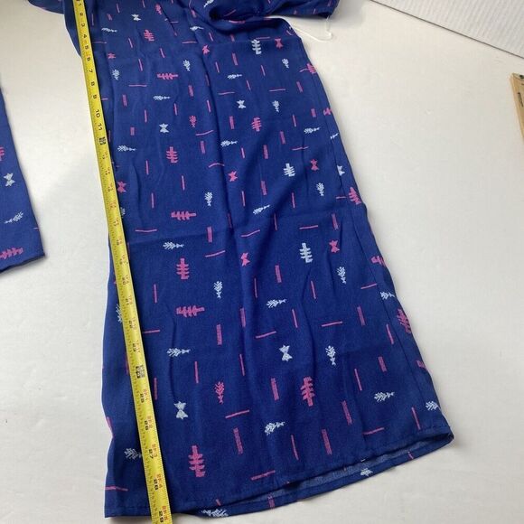 Romper Womens Size L Blue Floral elastic‎ waist Backless Jumpsuit Pockets Used - Picture 14 of 16